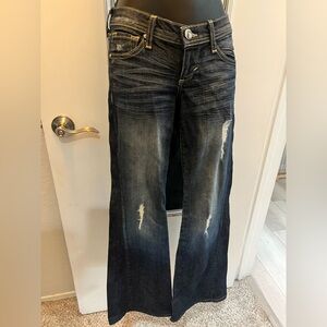Women's Distressed Blue Jeans - Fit & Flare